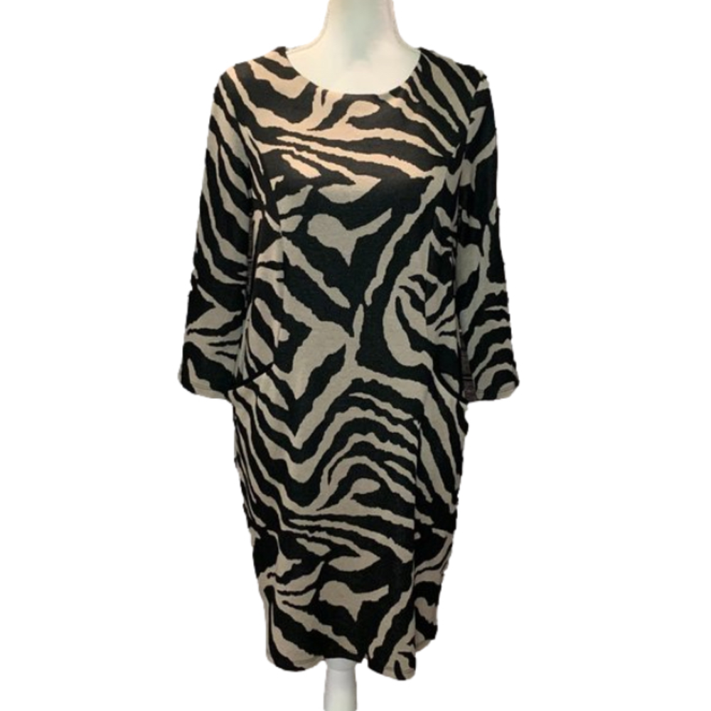 Wallis Zebra Print 3/4 Sleeve Dress With Pockets